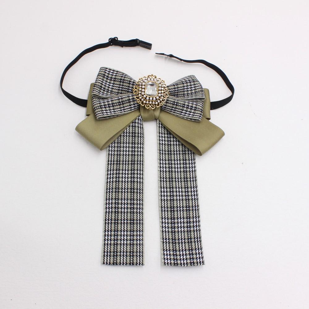 Preppy Houndstooth Bow Tie Flower Lapel Shirt for Women - TS326