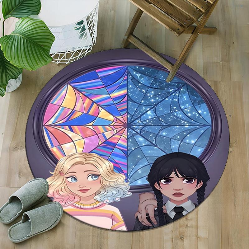 1pc Addams Family Wednesday6 Print Round Carpet Chair Round Carpet Suitable for Bedroom Living Room Home Decorative Carpet