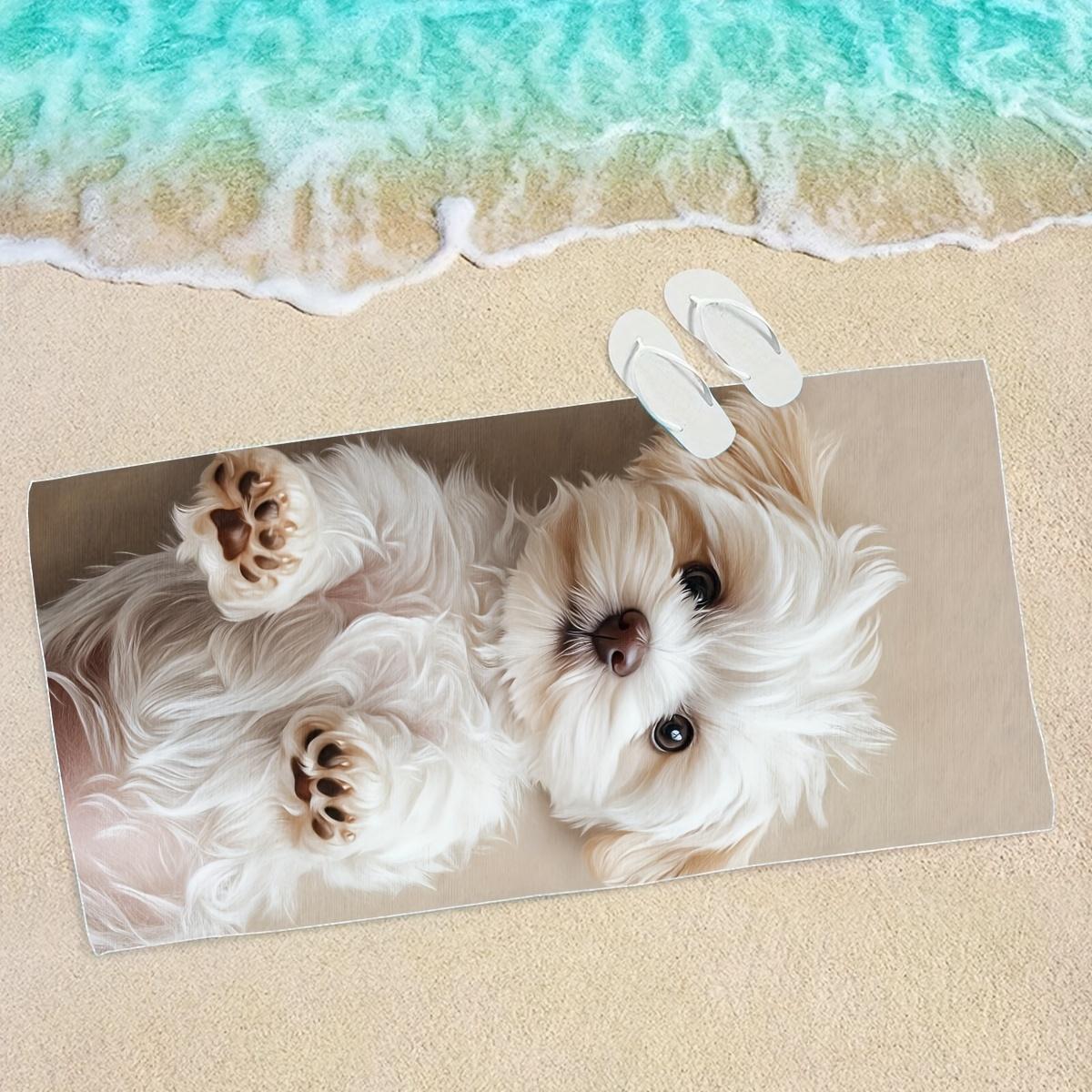 

Cute Maltese Dog Quick-Dry Lightweight Microfiber Beach Towel, Soft Absorbent for Pool Swim Travel W30*H60(CM)