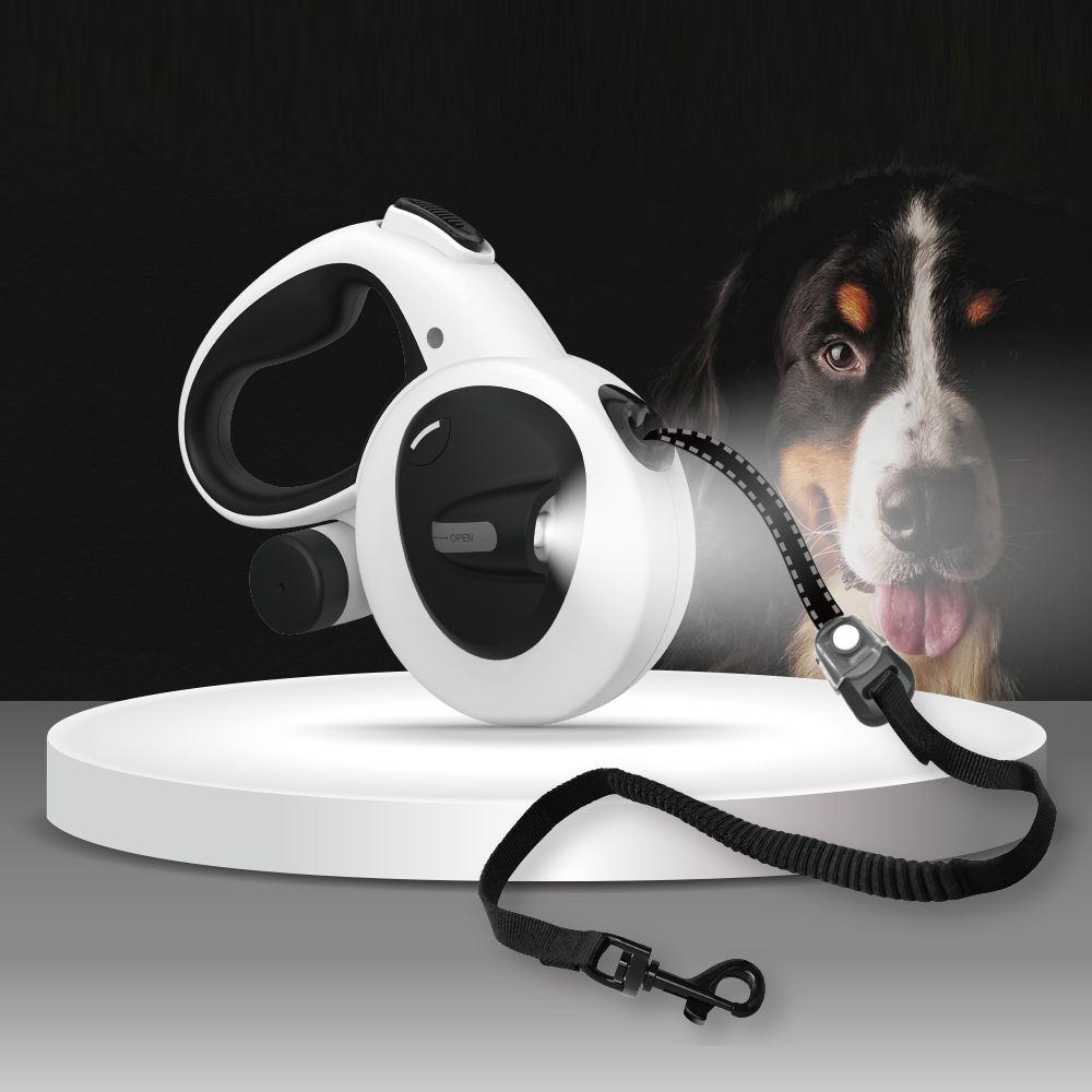 Pet Automatic Retractable Eco-friendly Fashion Print Reflective Dog Leash LED Lamp Explosion-Proof Multifunctional Poop Bags