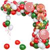 Christmas Gingerbread Man Candy Cane Lollipop Red Green Metal Latex Balloon Chain Set