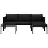 3 Piece Garden Lounge Set with Cushions Poly Rattan Black