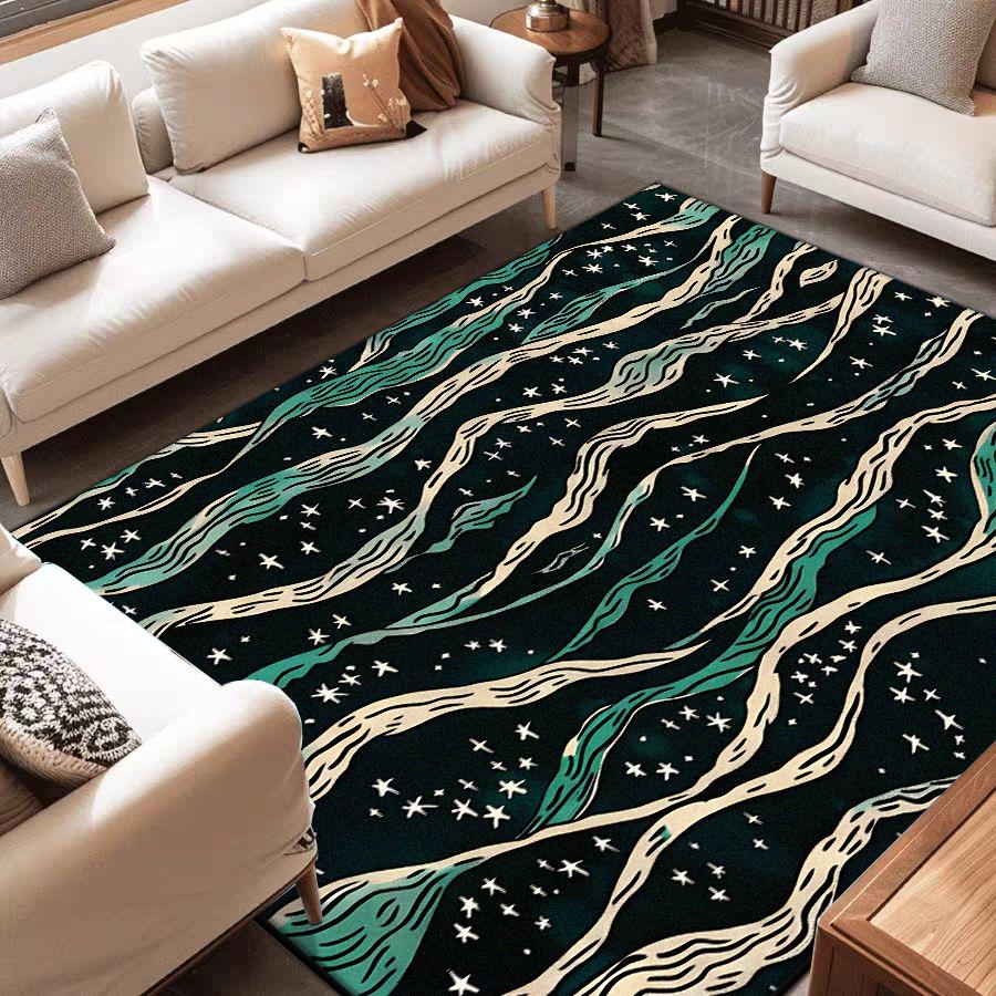 Modern Abstract Style Living Room Rug Non-slip Bedroom Decor Aesthetic Carpet Soft Customizable Sofa Table Mat Easy Cleaning