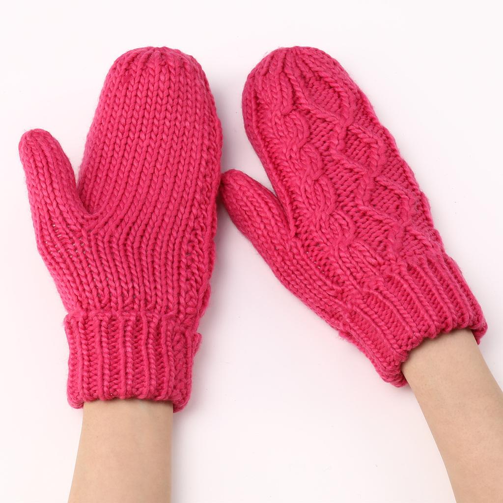 Diamond-shaped Mittens Autumn and Winter New Women's Knitted Wool Plus Velvet Thickened Fashionable Finger Warm Gloves
