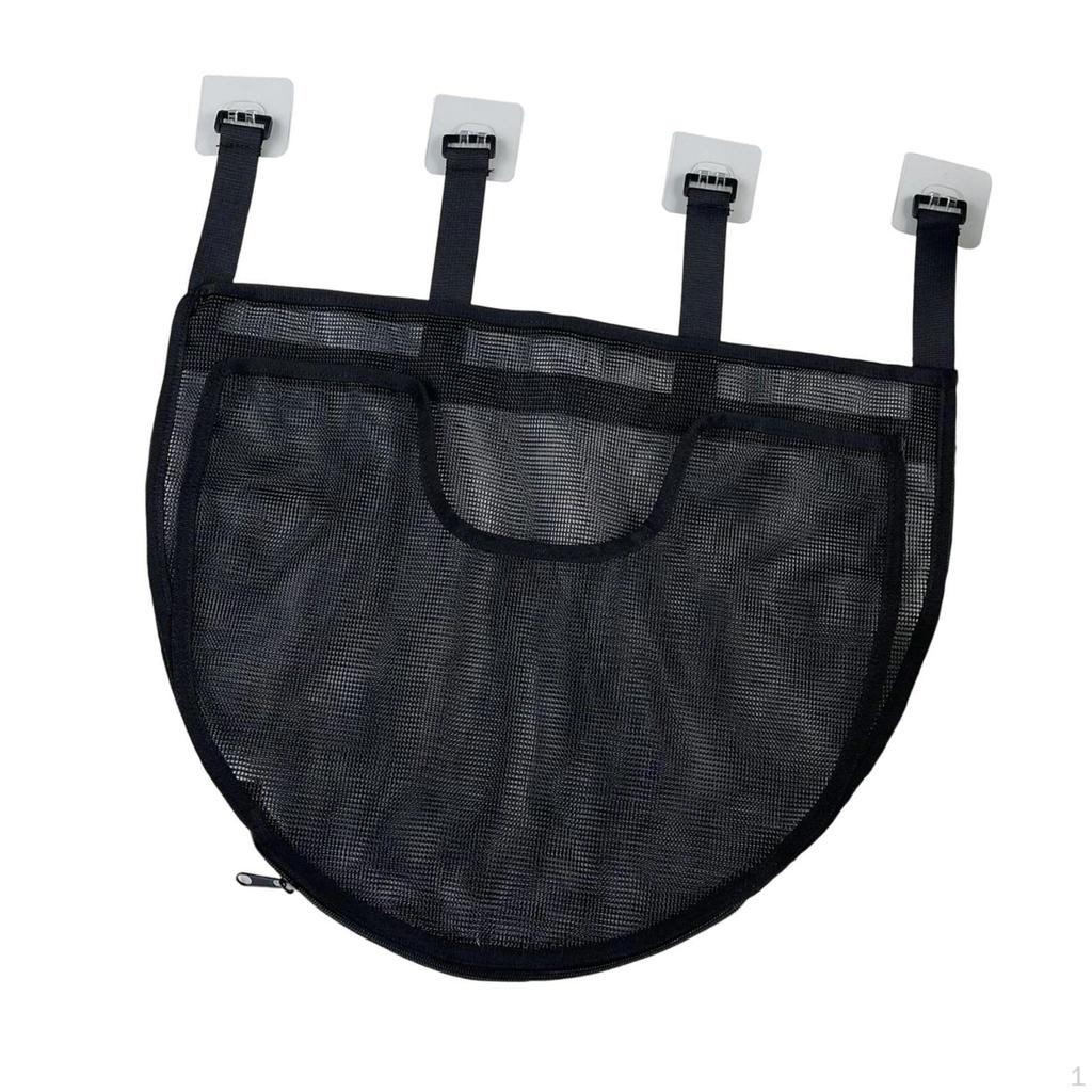 Bath Toy Organizer with 4 Hooks Easy to Install Mesh Bag Bathroom Holder Black