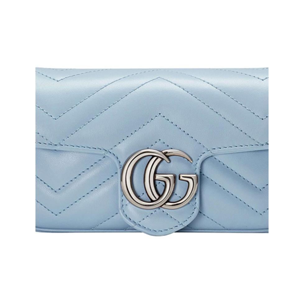 Gucci GG Marmont Super Mini Bag Pastel Blue Women Shoulder_bags 476433-DTDCP-4928
