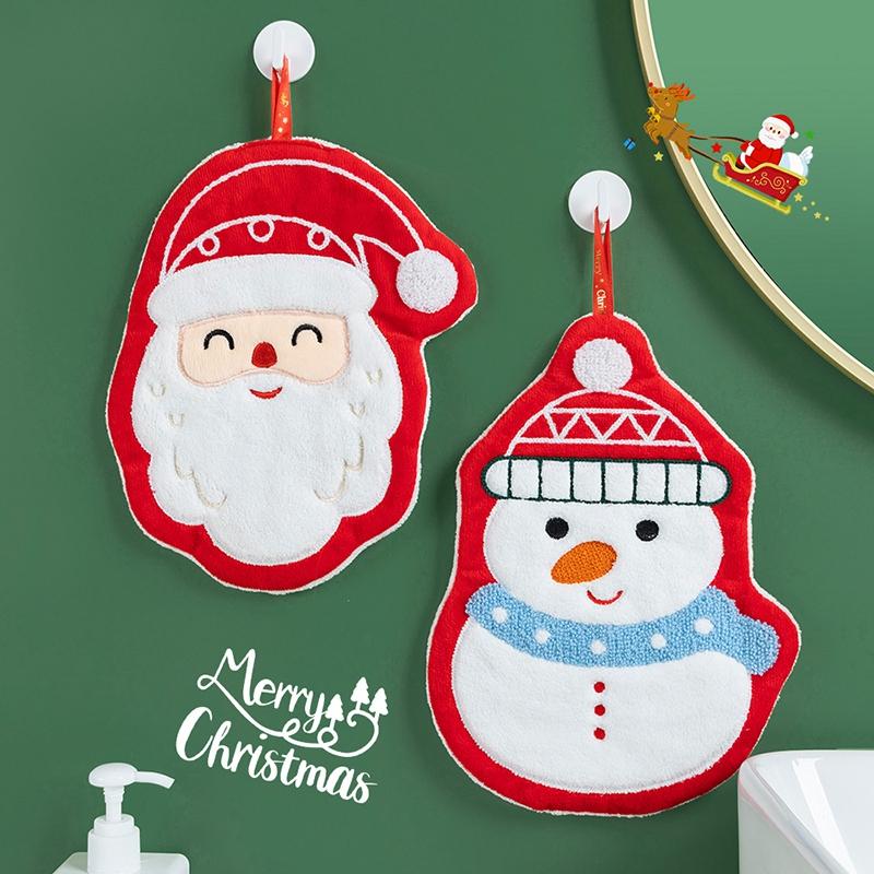 Christmas Decoration 2026 Coral Fleece Hand Towel Christmas Gift Cartoon Kitchen Cloth Children's Christmas Towels