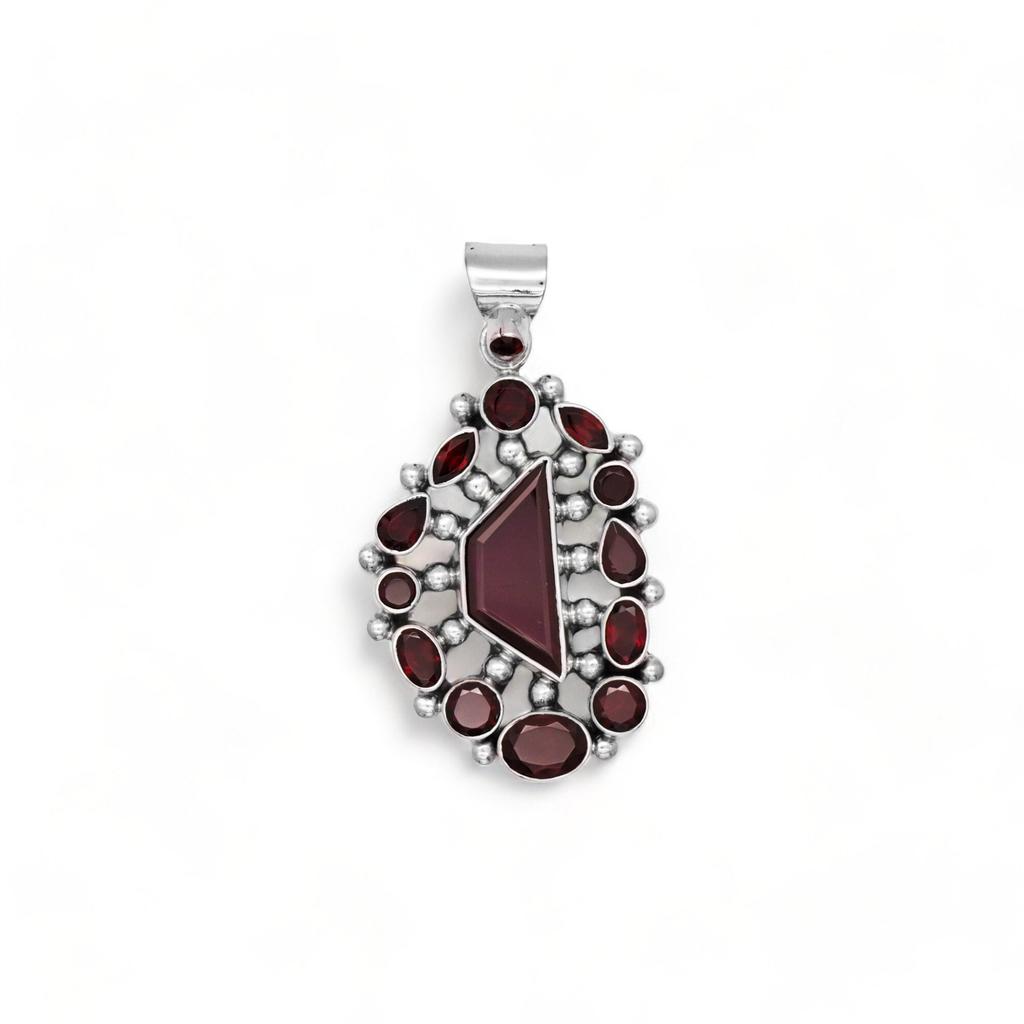 Multi Gemstone 925 Sterling Silver Pendant Necklace