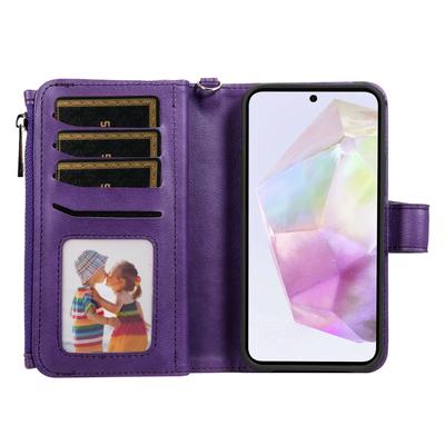 For Samsung Galaxy A35 5G Magnetic Leather Case Mobile Cover with Detachable Zipper Wallet Strap
