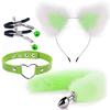 4Pcs/Set Cute Fox Tail Anal Plug Cat Ears Headbands Set Nipple Clip Neck Collar Cosplay Sex Toys For Women