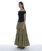 Partimento Woman Bow Strap Shirred Tiered Maxi Skirt_Khaki Green
