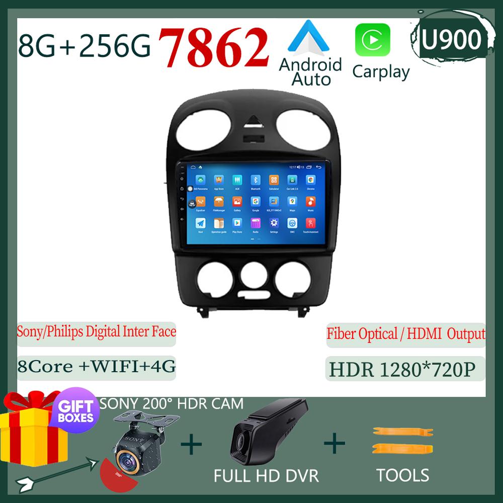 2Din Carplay Android 14 For Volkswagen Beetle A4 2002 - 2011 GPS Navigation Car Radio Multimedia Player Autoradio Head Unit Wifi