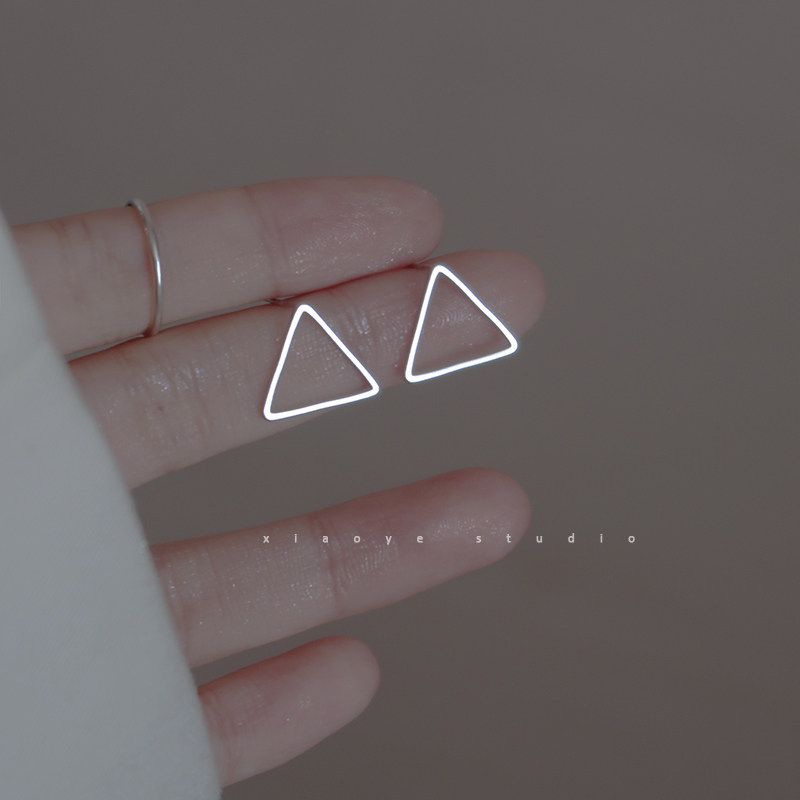 Normcore Big Geometric Triangle Earrings 925 Sterling Silver Niche Design Trendy Cool Easiest for Match Earrings Fashion Ornament Women