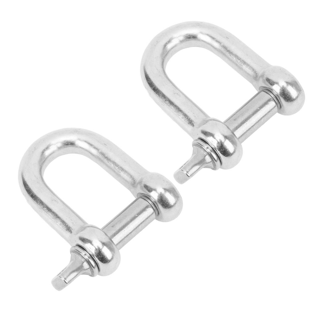 22mm 2PCS Stainless Steel D Ring Shackles Strong Strength Screw Pin Anchor Shackle for Boat