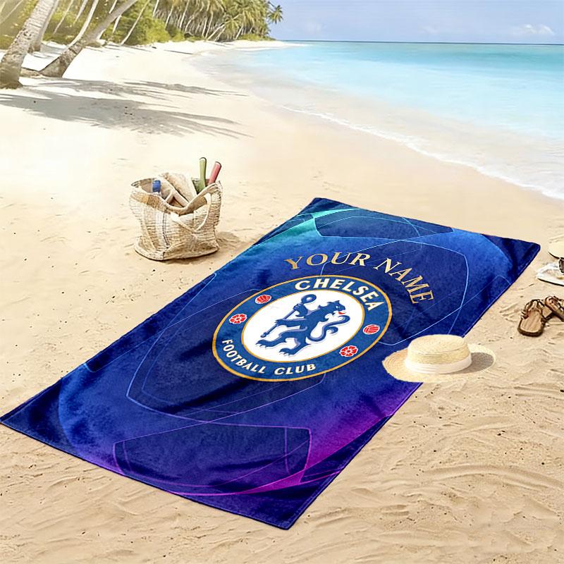 Custom Chelsea F.C Print Beach Towel, Large Soft Quick Dry Towel for Beach Camping Swimming