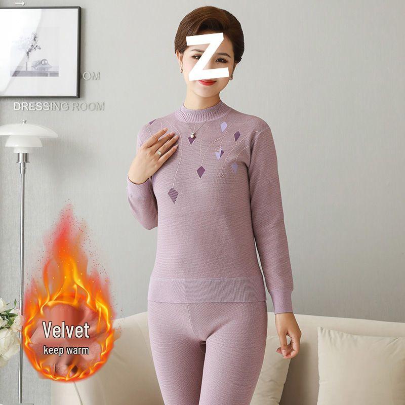 Women's Warm Fleece Set for Mid-Aged and Elderly: Cozy Winter Underwear for Mothers and Grandmothers