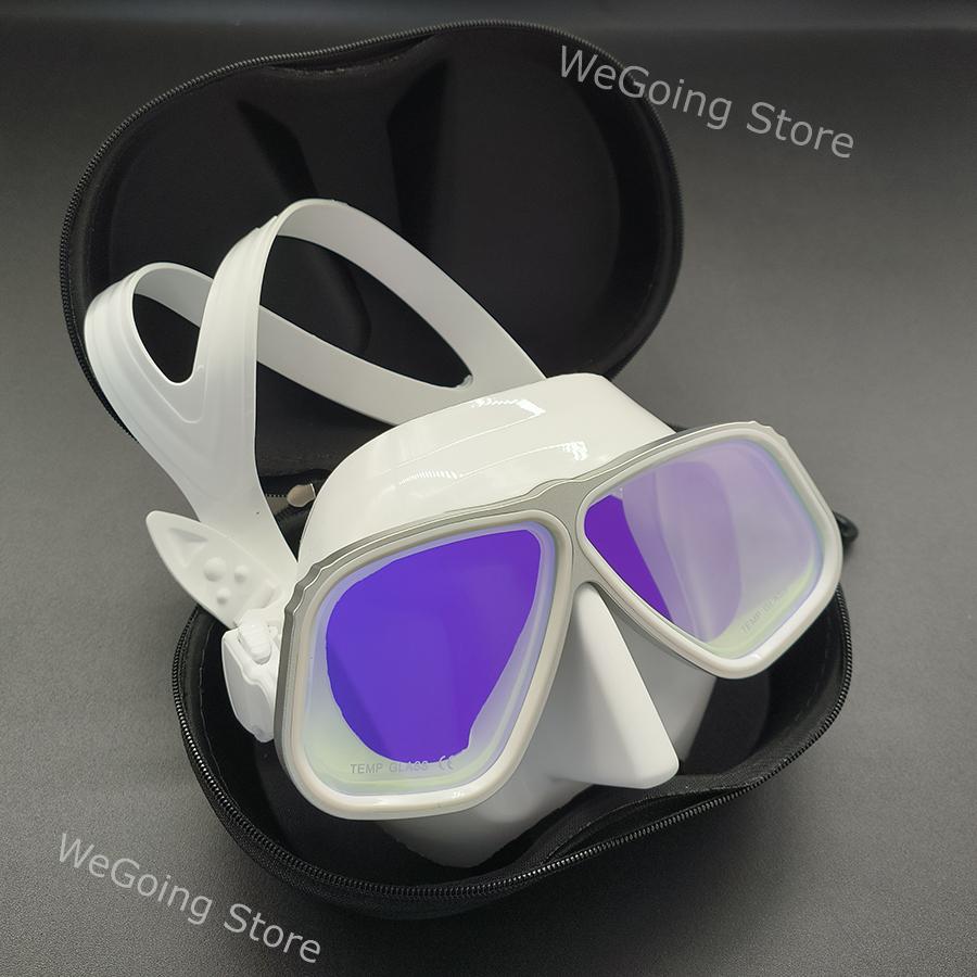 New Mirrored Lens Aluminium Freediving Mask Alloy Scuba Goggles with Tincted Tempered Glass Pack In Black Zipper Box