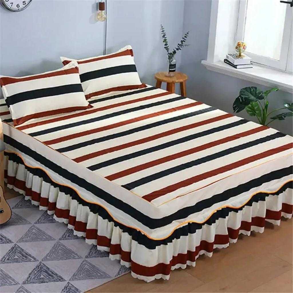 3PCS Bett Rock Baumwolle Bettdecke Set Stickerei Bett Kleid Kissenbezüge 3 Teile/satz Für König/Königin Doppel 1,5/1,8/2M Blatt Abdeckung
