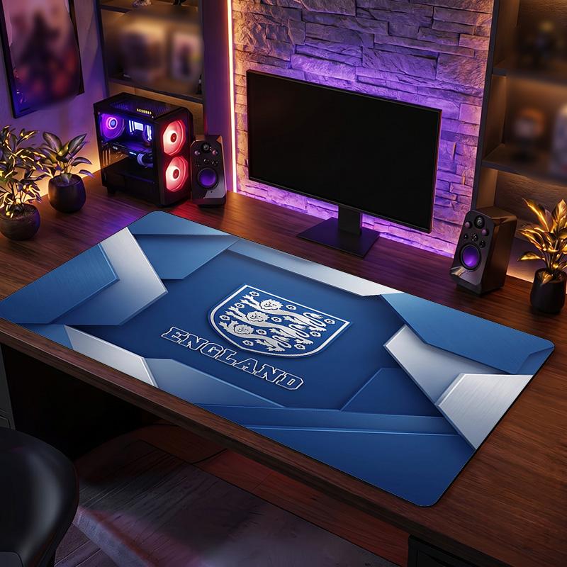 Alfombrilla de ratón con escudo de la selección de fútbol de Inglaterra, Alfombrilla de escritorio extendida de goma antideslizante para juegos, oficina, portátil, regalo para fan