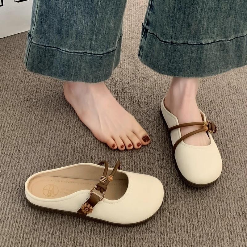 Half-slipper Women's Summer Flat One-foot French Flip-flops with Mary Jane's Single Shoes