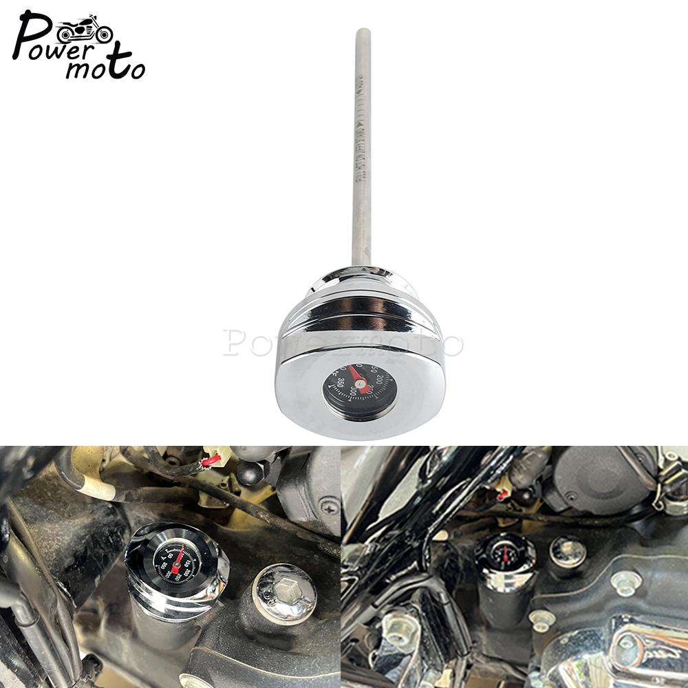 Motorcycle Engine Oil Dipstick W/ Plug Oil Temperature Gauges For Harley Touring Electra Glide FLH FLHFB FLHT P K KL CU 2017-24