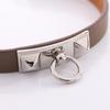 Used HERMES Rival Mini Etoupe Grey Bracelet M2009 Vaux Swift leather Stainless Steel Vaux Swift leather Gray Silver