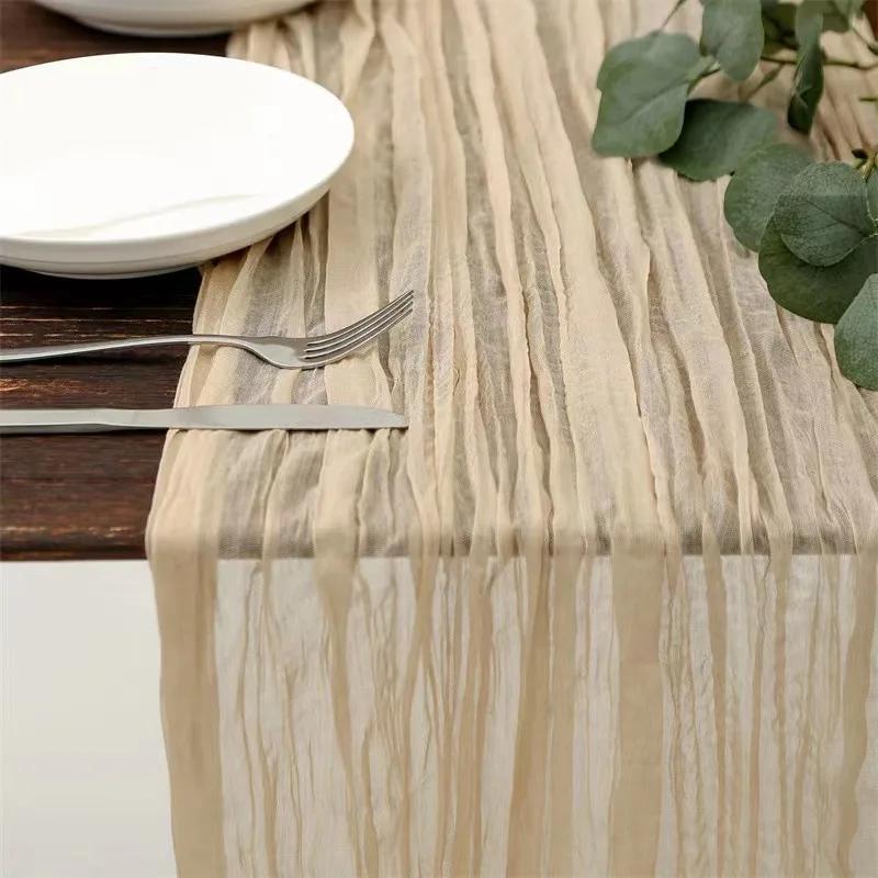 20/10/6 Pcs Cotton Gauze Table Runner Wedding Decoration Sage Green Cheesecloth Tablecloth Wedding Party Bridal Shower Decor
