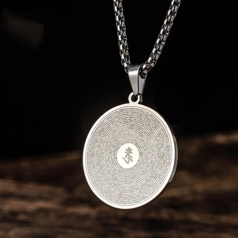 Buddhists Shurangama Mantra Pendant Necklace Sutra Gift For Women Men Amulets Titanium Steel Jewelry Gifts