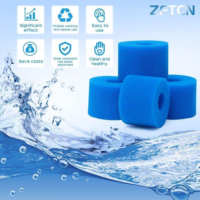 Lot de 8 filtres mousse réutilisables pour Intex Type S1 - 108 x 40 mm, spa/piscine