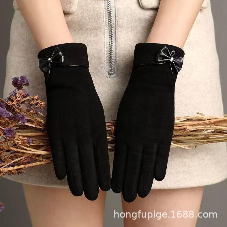 Warm gloves Three-line rabbit velvet men's and women's fashion cold-proof velvet outdoor cycling autumn and winter gloves