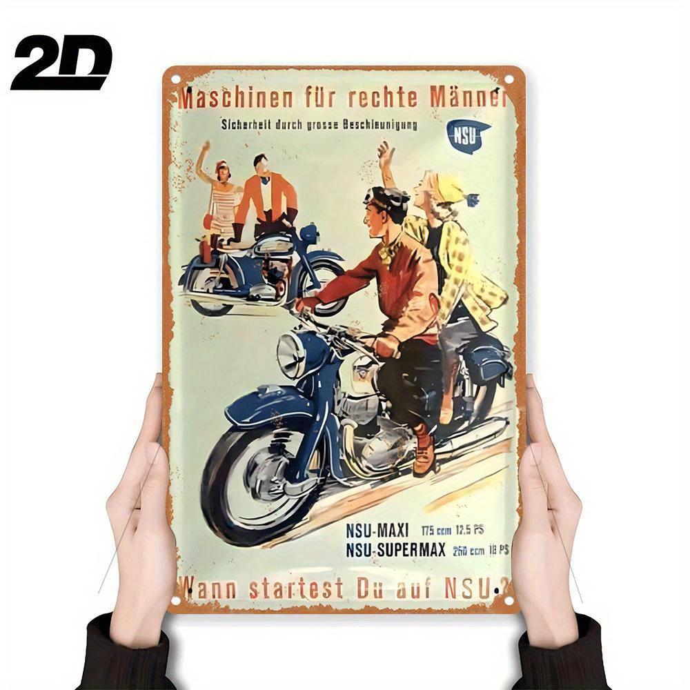 

High Definition Tin Sign Vintage NSU Motorcycle Poster Retro Metal Wall Decor 20x30cm（7.8x11.8inch）
