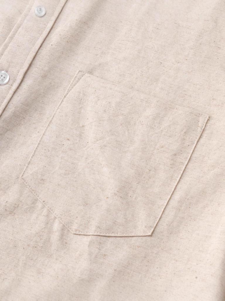 Men's Cotton Linen Stand-up Collar Shirt - Khaki, Retro, Long Sleeve, Trendy Top for Spring and Autumn.