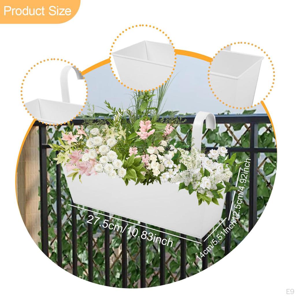 Hanging Flower Pot Iron Bucket Planter Holder Drainage Hole Plant with Metal Detachable