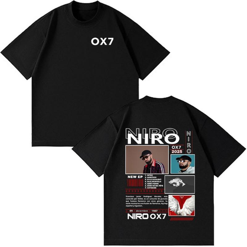 Raper Niro OX7 Album T-shirt Męski Damski Ubrania Moda Hip Hop T-shirty Muzyka Pop Męski Casual Bawełna Vintage T-shirt Streetwear