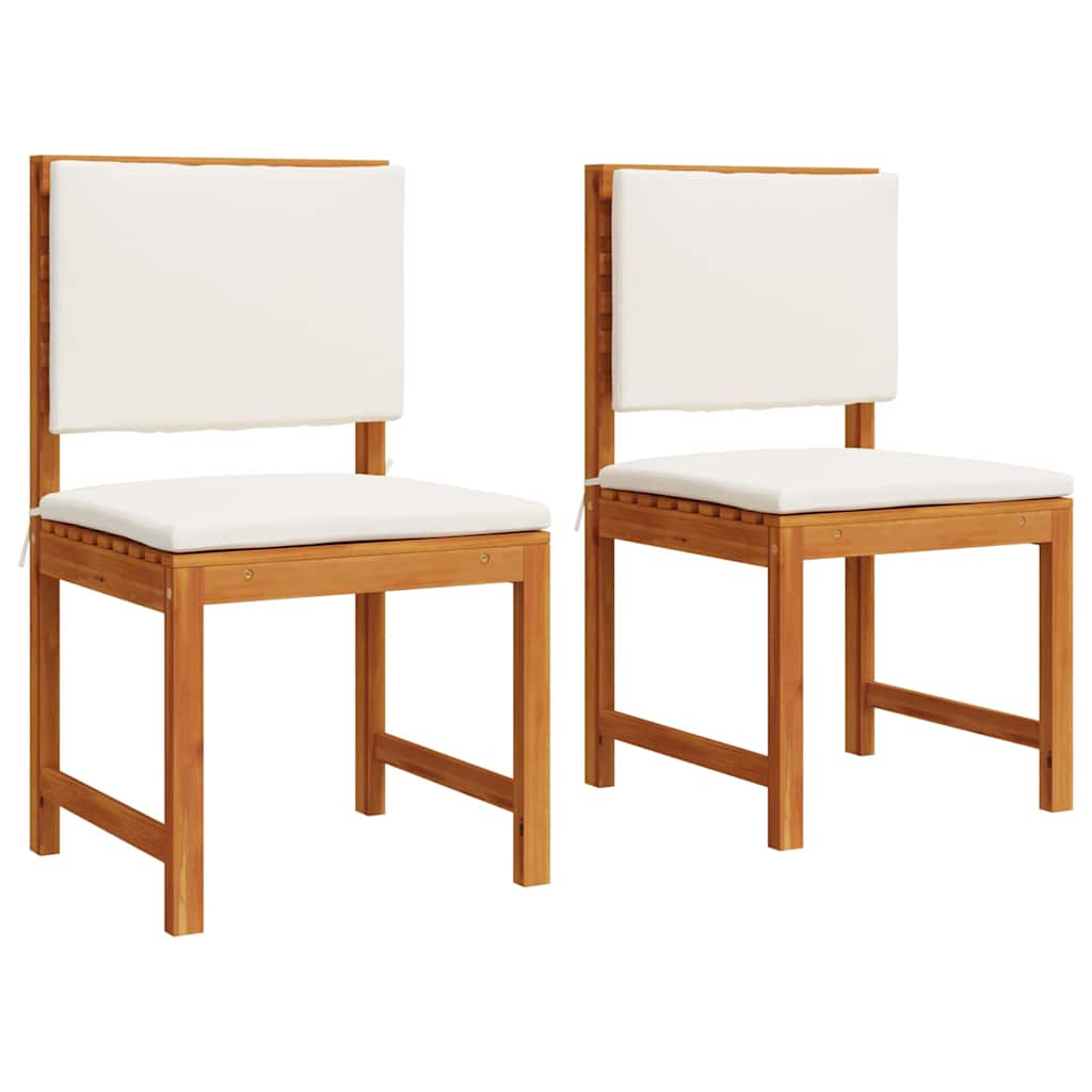 Garden Chair with Cushion 2 Pcs Brown Solid Acacia Wood