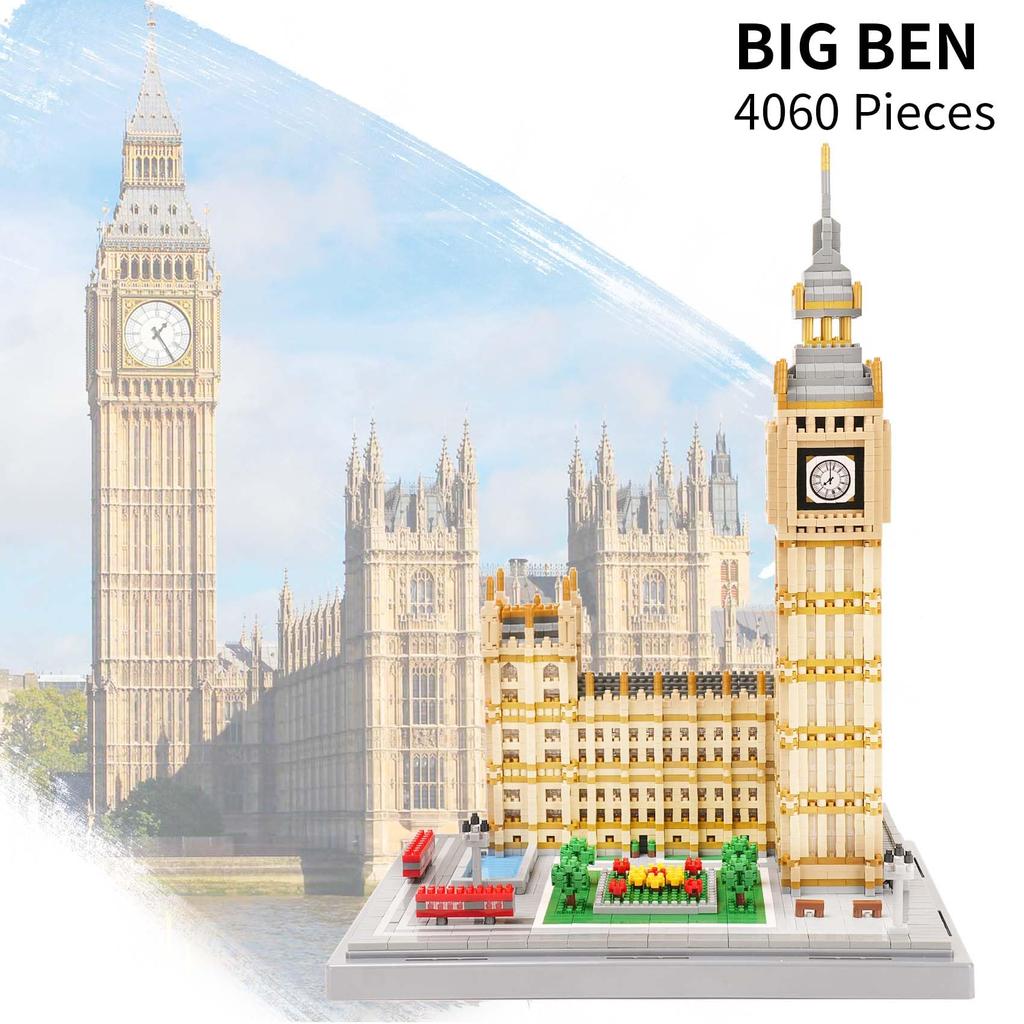LULUFUN Big Ben mikro blok stavební bloky hračka mini 3D puzzle budova Big Ben stavební blok děti dospělí oslava nový rok dárek k narozeninám