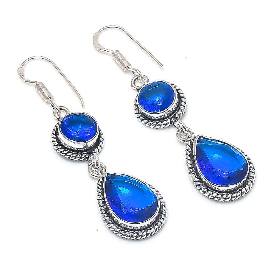 

Лондонский голубой топаз драгоценный камень серьга из стерлингового серебра 925 пробы 2,17