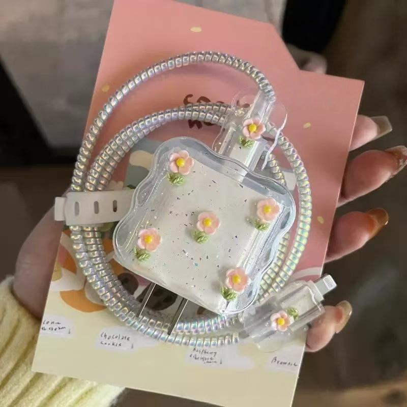 Uus laadimiskaitse, USB-andmesidekaabli kaitse, laadimispesa kaitsekate, roosa kassi käpa komplekt, sobib iPhone 18/20W laadijale