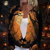 Dámský podzimní svetr s dlouhým rukávem, halloweenským potiskem a zapínáním na knoflíky pro sváteční nošení