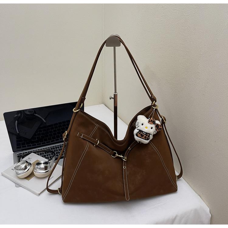 Commuter Retro Matte Bag Women's 2025 New Large-capacity Shoulder Messenger Tote Bag Multi-purpose Backpack