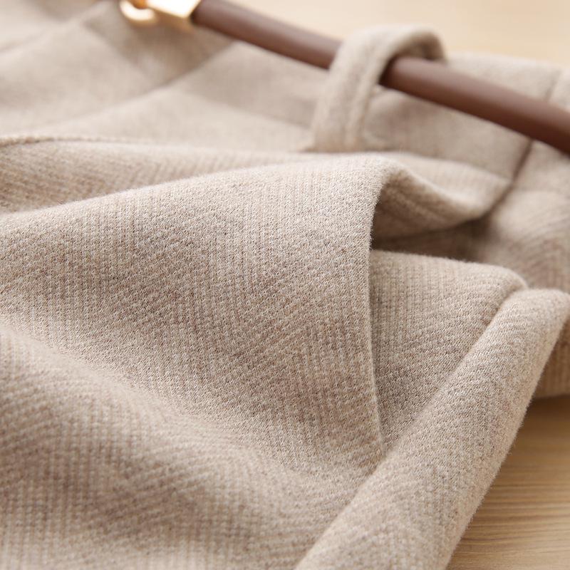 Women's Straight Leg Wool Flannel Trousers: Thick, Warm, and Comfortable for Autumn and Winter.