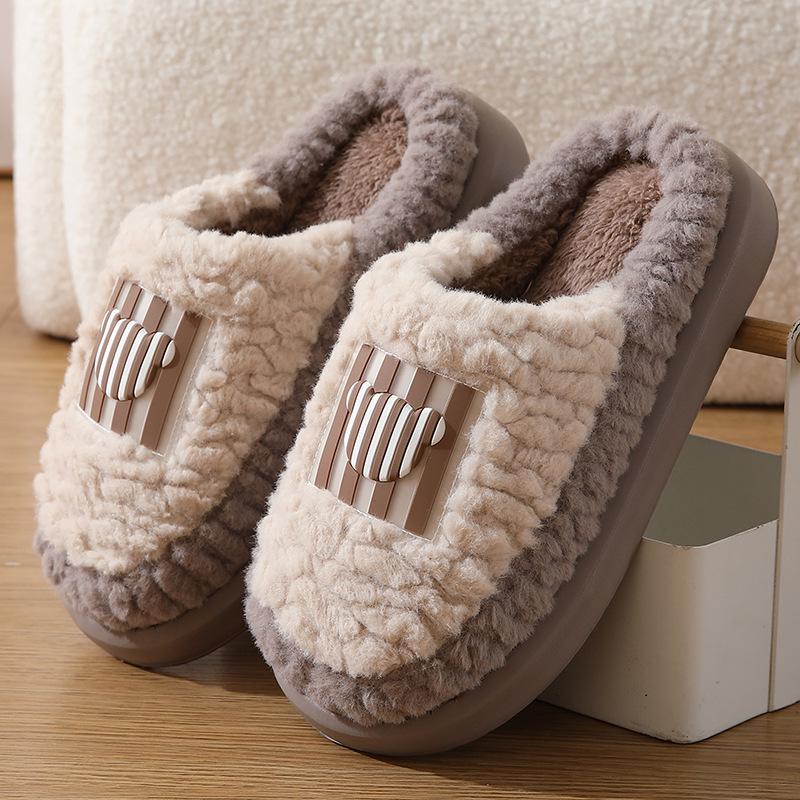 Cozy Winter Plush Cotton Slippers for Couples - Lightweight, Soft Sole Indoor Shoes