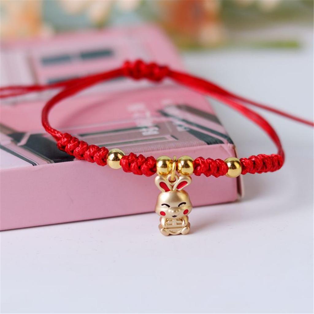 Cute Rabbit Charm Versatile Lovely Ceramic Woven Bracelet Anime Harajuku Lucky Ins Pendant Rope Chain Jewelry Gift