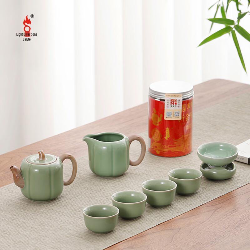Auspicious Chinese Pottery Tea Set Gift Box