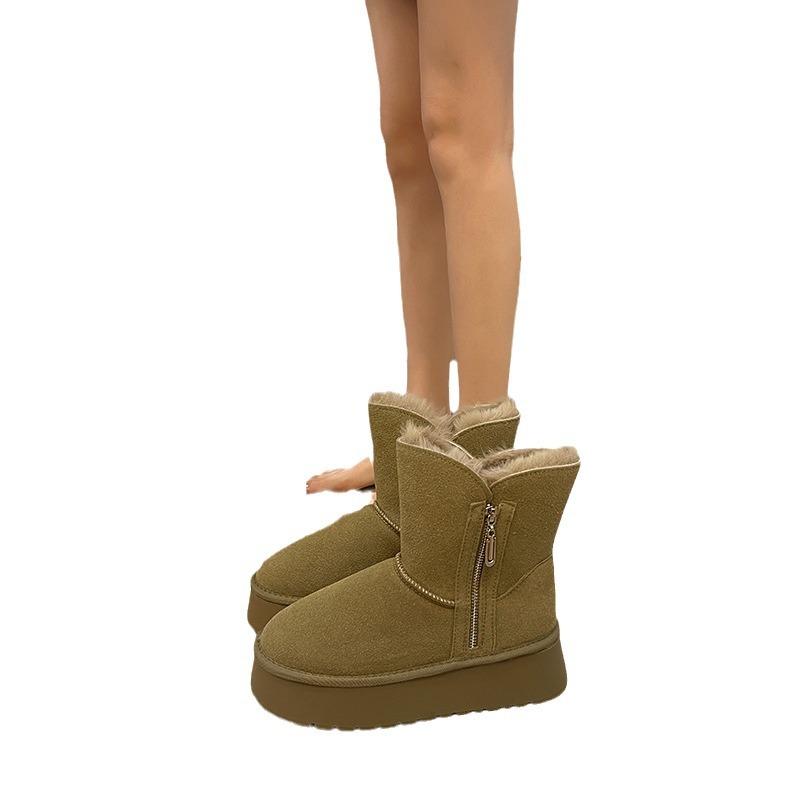 Fur Integrated Platform Snow Boots Women's Winter Fleece-lined Thickened Non-Slip New Warm Bread Big Cotton Shoes