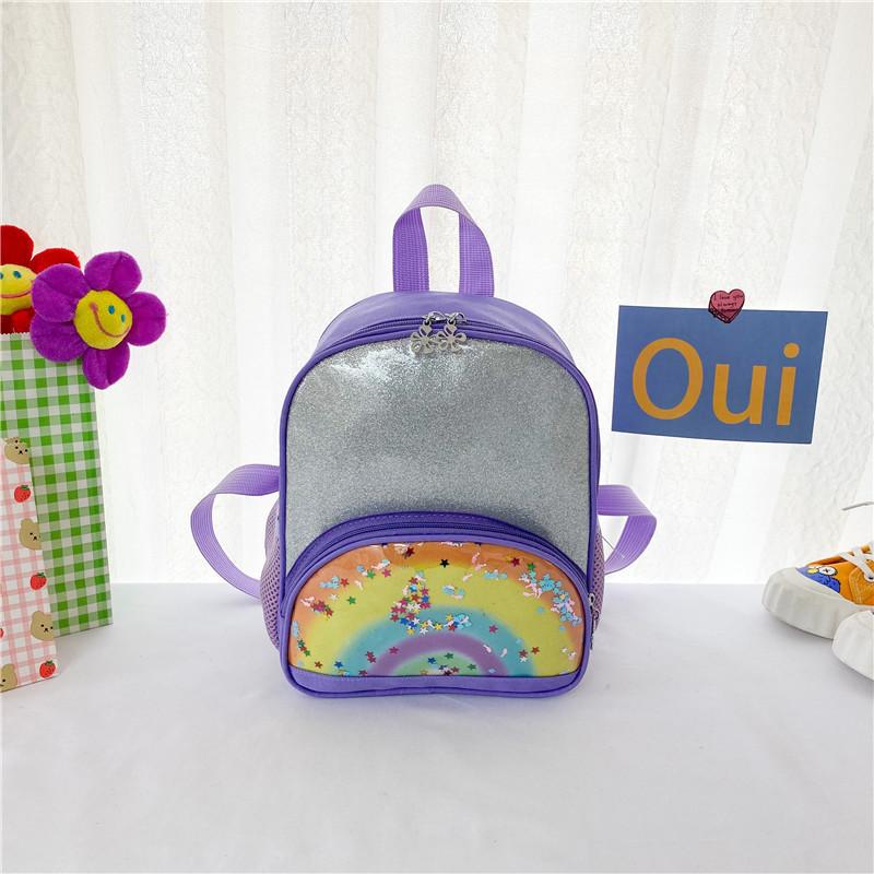 

Adorable Rainbow Children s Backpack Soft Pu Material Cute Design For School Use фиолетовый