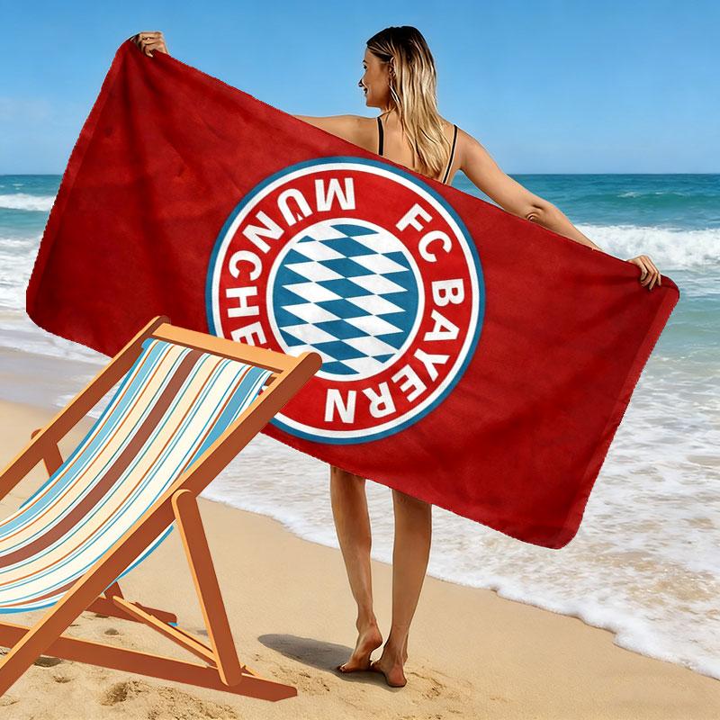 FC Bayern Munchen Print Beach Towel, Large Soft Quick Dry Towel for Beach Camping Swimming