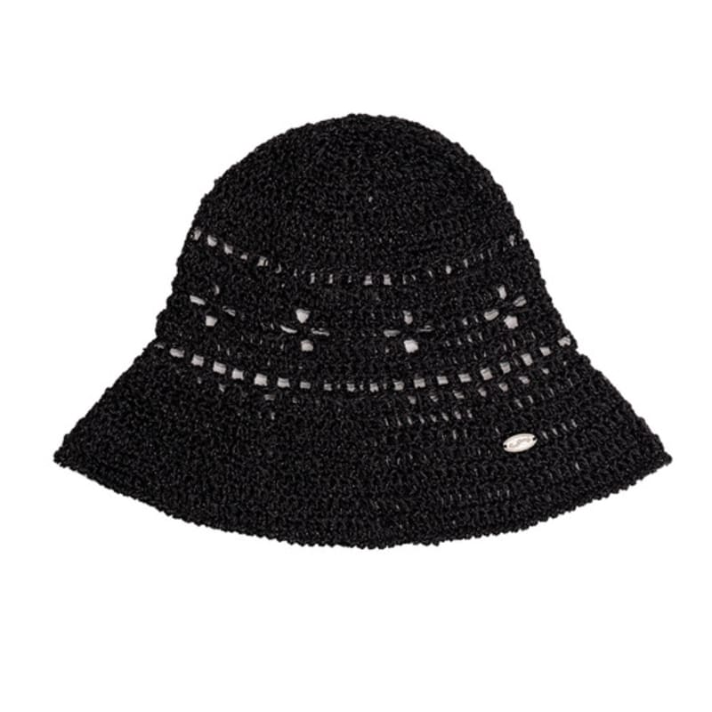 Slowslowly No.215 / Lily Metallic Crochet Wide Bucket Hat _ Black