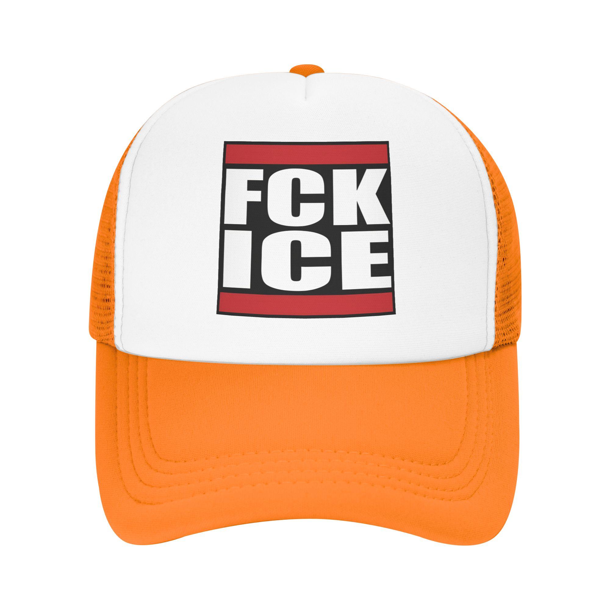 

FCK ICE Mesh Sun Hats Men Adult Print Hip Hop Hats Spring Fashion Outdoor Gym Breathable Baseball Caps One Size помаранчевий