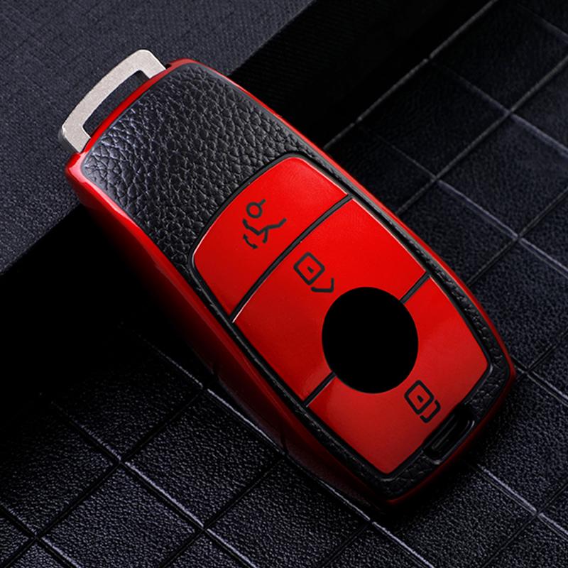 

PU+TPU Car Remote Key Cover Case Shell for Mercedes Benz A C E S G GLS CLA Class W213 W177 W205 W222 X167 W177 AMG Accessories красный